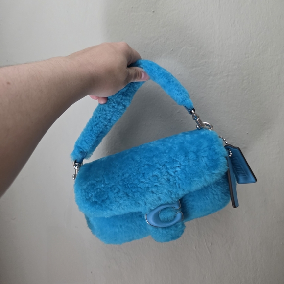 Coach x Lil Nas X 18 Vibrant Blue Faux Fur Shoulder Bag with Silver Hardware - Picture 6 of 9